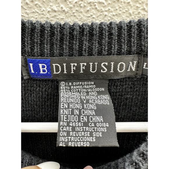 IB Diffusion Womens Sweater Size Large Black Textured Beaded Knit Vintage - Picture 4 of 12